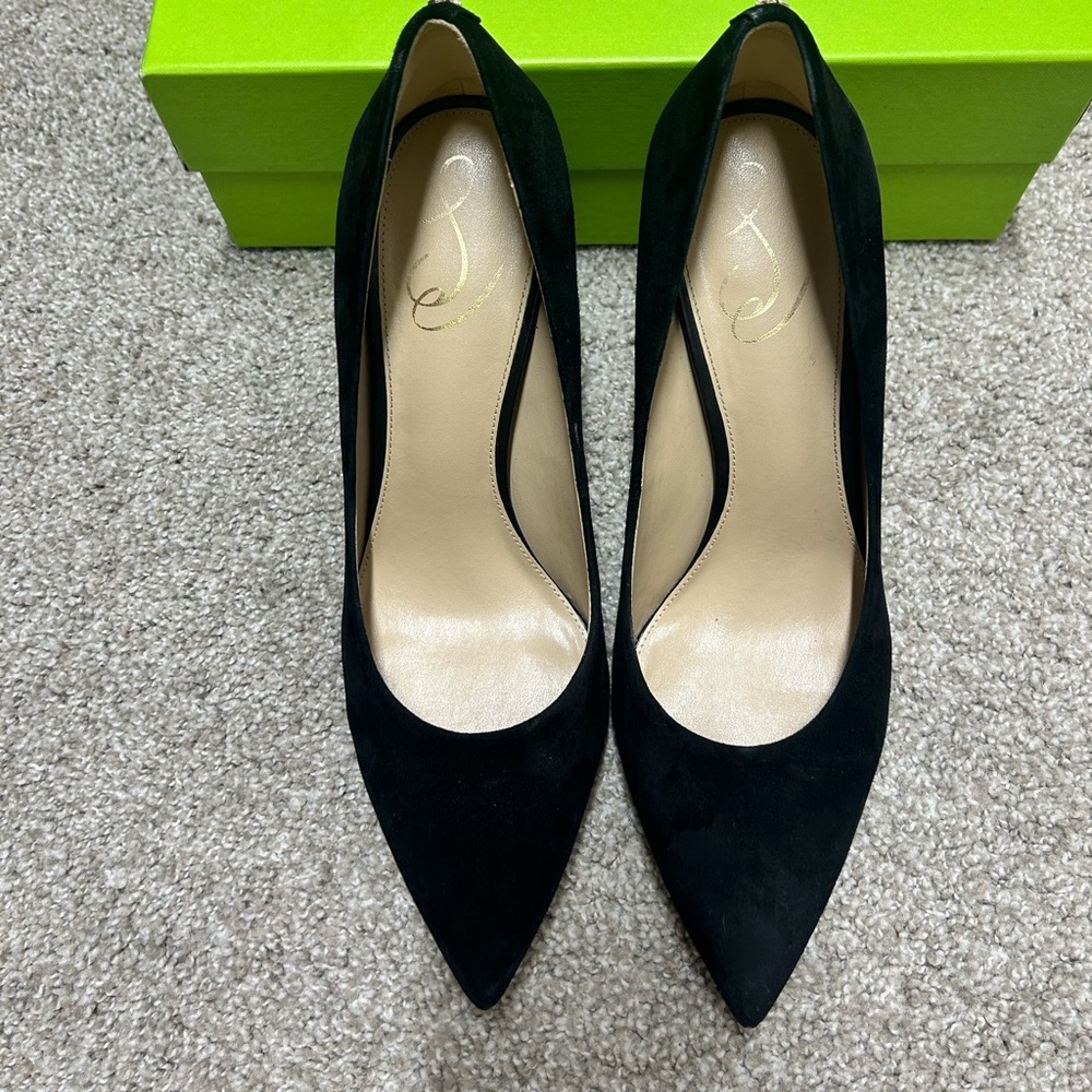 Sam Edelman Hazel Pointed Toe Pump Black Suede High Heel